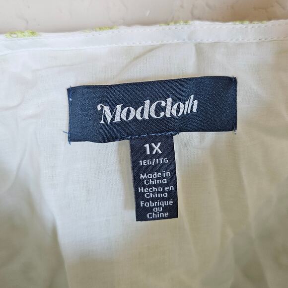 Modcloth Darling for the Prairie Peplum Tank Top White Green Floral Plus Size 1x - Picture 5 of 9